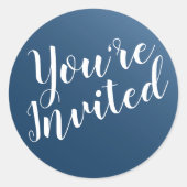 Sticker Rond Elégant joint d'enveloppe bleu minuit (Devant)