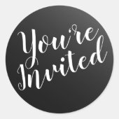 Sticker Rond Elégant joint d'enveloppe noir et blanc (Devant)