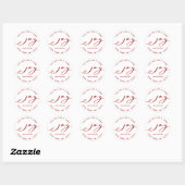 Sticker Rond Elegant Joy Red & White Holiday Adresse de retour (Feuille)