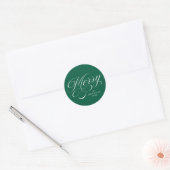 Sticker Rond Élégant Joyeux Calligraphie Script Green Holiday (Enveloppe)