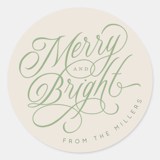 Sticker Rond Elegant Joyeux et Bright script vacances personnal (Devant)