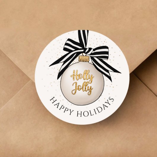 Sticker Rond Élégant Joyeux Joyeux Jours de Noël Bauble