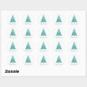 Sticker Rond Élégant Joyeux Noël | Luxe Aqua Mint personnalisée (Feuille)