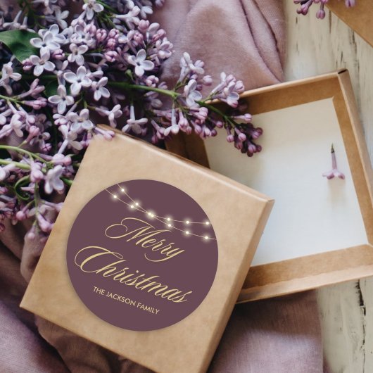 Sticker Rond Élégant Joyeux Noël Or manuscrit Script