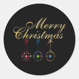 Sticker Rond Élégant Joyeux Noël Snowflake Art