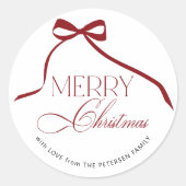 Sticker Rond Élégant Joyeux script typographie de Noël personna (Devant)
