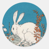 Sticker Rond Elégant lapin blanc Vintage (Devant)