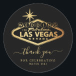 Sticker Rond Elégant Las Vegas Destination Merci de mariage<br><div class="desc">Célébrez dans le style avec ces autocollants de mariage modernes et très tendance. Ce design est facile à personnaliser avec votre libellé d'événement spécial et vos invités seront ravis quand ils reçoivent ces fabuleux autocollants.</div>