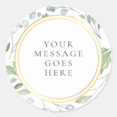 Sticker Rond Elegant Laurel Garland Faux Gold Foil Message (Devant)