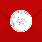 Sticker Rond Élégant Lavande Botanique Mariage vert