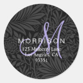 Sticker Rond Elegant Lavender Floral Adresse de retour (Devant)