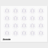 Sticker Rond Elegant Lavender Floral Crest Monograms Wedding (Feuille)