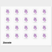 Sticker Rond Elegant lavender roses customizable (Feuille)