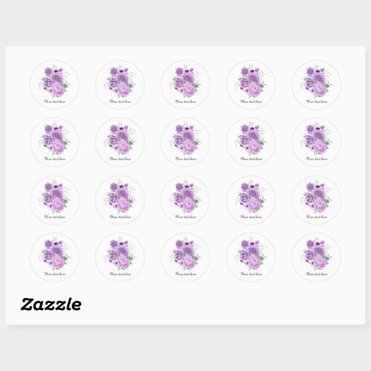 Sticker Rond Elegant lavender roses customizable (Feuille)