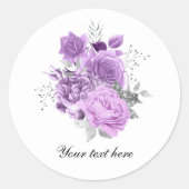 Sticker Rond Elegant lavender roses customizable (Devant)