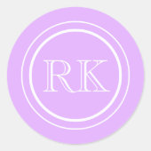 Sticker Rond Elegant Lavender Script Professional Monogram (Devant)