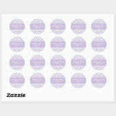 Sticker Rond Elégant Lavender White Mariage damassé Favoriser (Feuille)