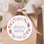 Sticker Rond Elegant Lavender Wildflower Books Bridal Shower