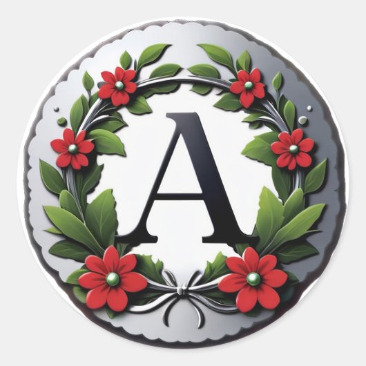 Sticker Rond Elegant Letter A Monogram (Devant)