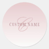 Sticker Rond Élégant lettrage et monogramme | Rose Ombre (Devant)