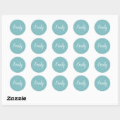 Sticker Rond Elegant Light Turquoise Blue Script Cursive Name (Feuille)