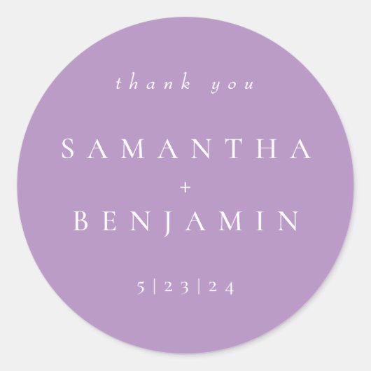 Sticker Rond Elégant Lilac Coordinateur Mariage Classic Roun (Devant)
