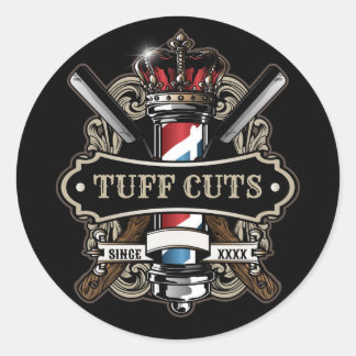 Sticker Rond Élégant logo Barbershop Personnaliser 2