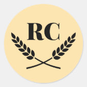 Sticker Rond Élégant logo monogrammé de la couronne de laurier (Devant)