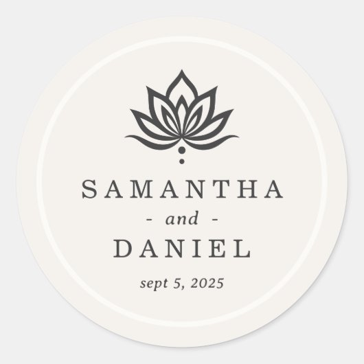 Sticker Rond Élégant lotus fleur lumière ivoire neutre (Devant)