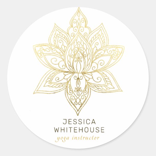 Sticker Rond Élégant Lotus Or Flower (Devant)