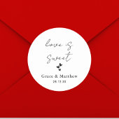 Sticker Rond Elegant Love is Sweet Mariage Sweet Favoriser