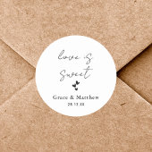 Sticker Rond Elegant Love is Sweet Mariage Sweet Favoriser