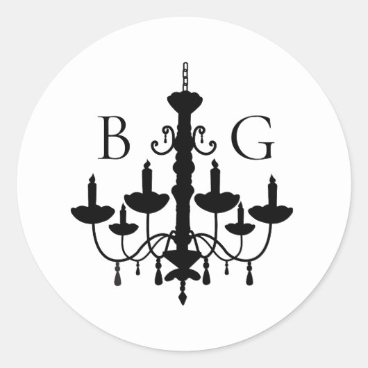 Sticker Rond Élégant lustre noir blanc Mariage (Devant)