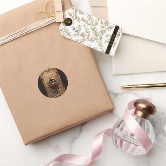 Sticker Rond Élégant luxueux emblème du coeur. (Cadeaux)