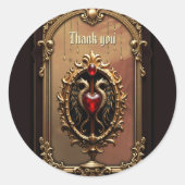 Sticker Rond Élégant luxueux emblème du coeur. (Devant)