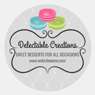 Sticker Rond Élégant Macaron Boulangerie Cachet