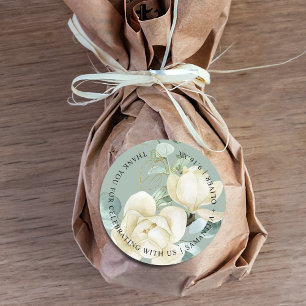 Sticker Rond Élégant Magnolia Eucalyptus Merci Mariage