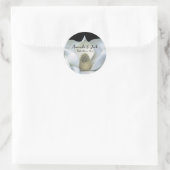 Sticker Rond Élégant Magnolia Mariage noir et blanc (Sac)