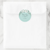 Sticker Rond Elégant Magnolia White Pastel Green Merci (Sac)