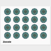 Sticker Rond Elégant Mandala bleu | Boho de géométrie sacrée |  (Feuille)