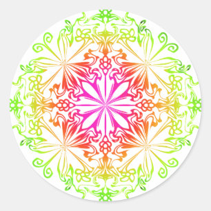 Sticker Rond Elégant mandala botanique coloré
