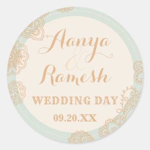 Sticker Rond Élégant Mandala Cercle pointillé Mehndi Mariage