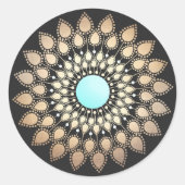 Sticker Rond Élégant Mandala Fleur Lotus (Devant)