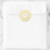 Sticker Rond Elégant Mandala or Monogram Lotus Floral (Sac)