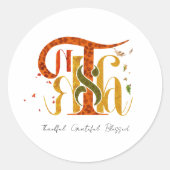 Sticker Rond Elegant Manuscript Thanks Autumn Fall Foliage (Devant)