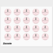 Sticker Rond Élégant maquillage moderne en ananas rose argent (Feuille)