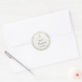 Sticker Rond élégant marbre blanc pierre Baptême (Enveloppe)