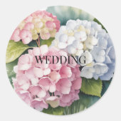 Sticker Rond Élégant mariage à l'aquarelle hydrangea (Devant)