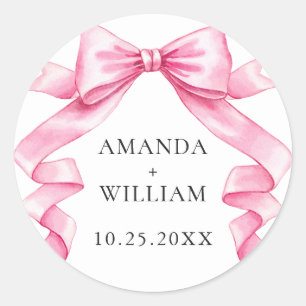 Sticker Rond Élégant Mariage à mâchoire douce rose