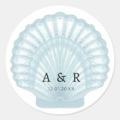 Sticker Rond Elégant Mariage Aquarelle Bleu (Devant)